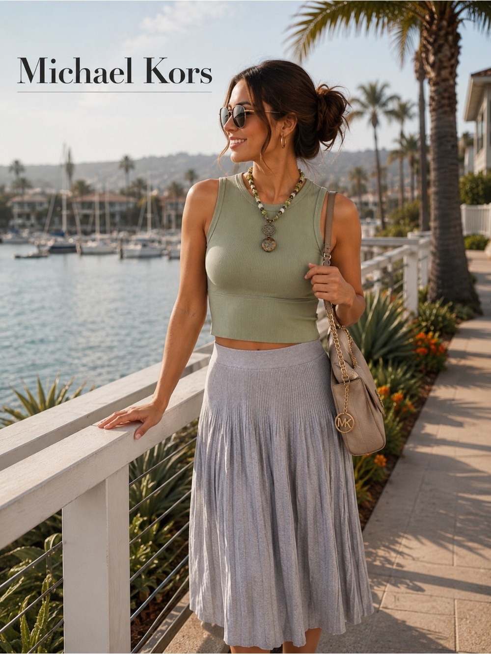 Elegant Michael Kors  Gray Pleated Skirt size XS cotton